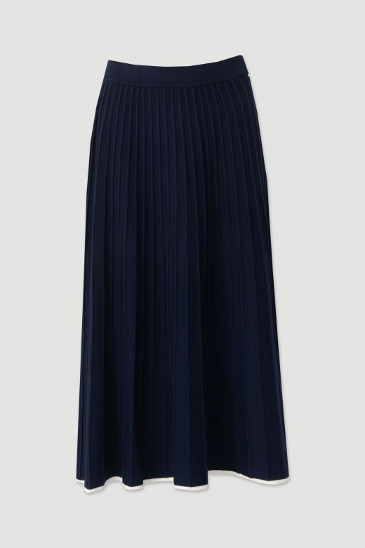 Saia midi de malha com pregas Saia midi de malha com pregas