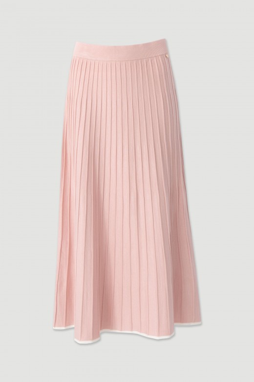 Saia midi de malha com pregas Saia midi de malha com pregas