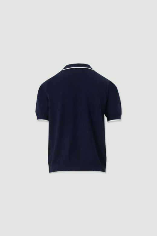 Polo de malha com vivos em contraste Polo de malha com vivos em contraste