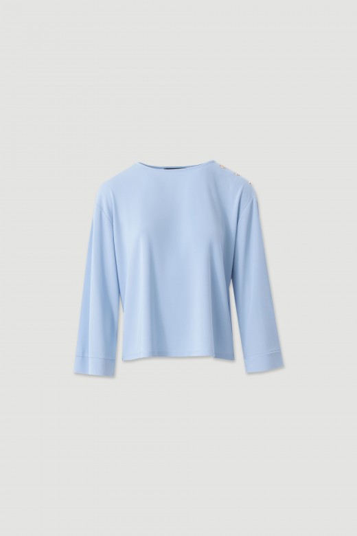 Tunic with decorative shoulder buttons Tunic with decorative shoulder buttons
