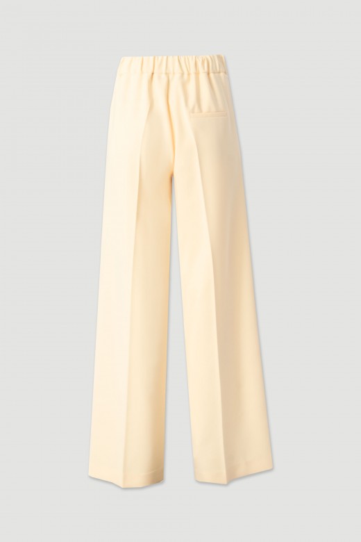 Classic wide-leg trousers with customised metallic button Classic wide-leg trousers with customised metallic button