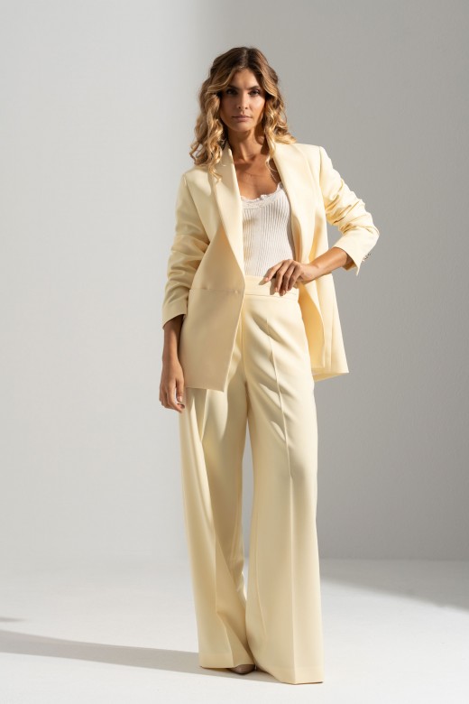 Classic wide-leg trousers with customised metallic button Classic wide-leg trousers with customised metallic button