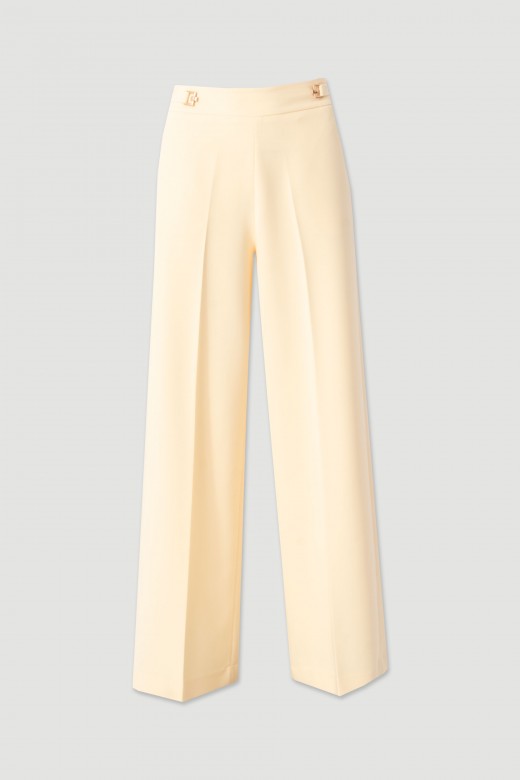 Classic wide-leg trousers with customised metallic button Classic wide-leg trousers with customised metallic button