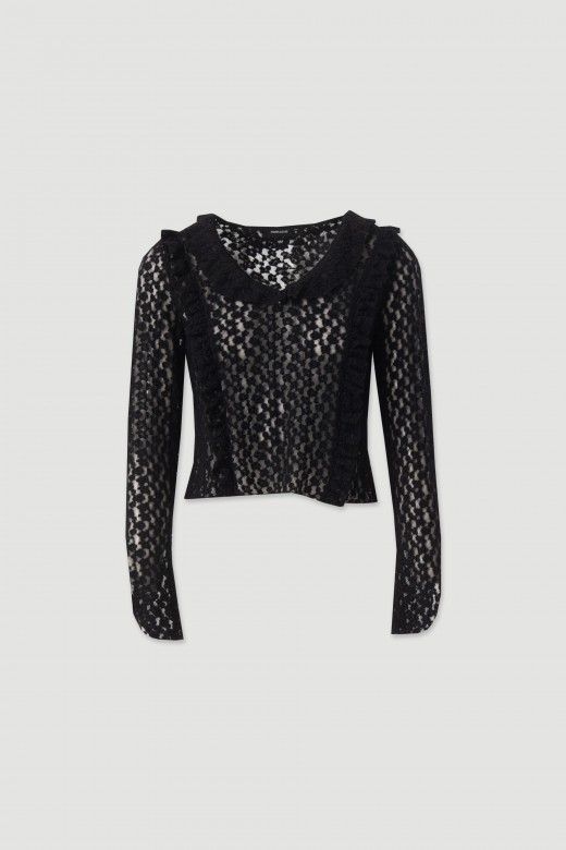 Lace top with ruffle detailing Lace top with ruffle detailing
