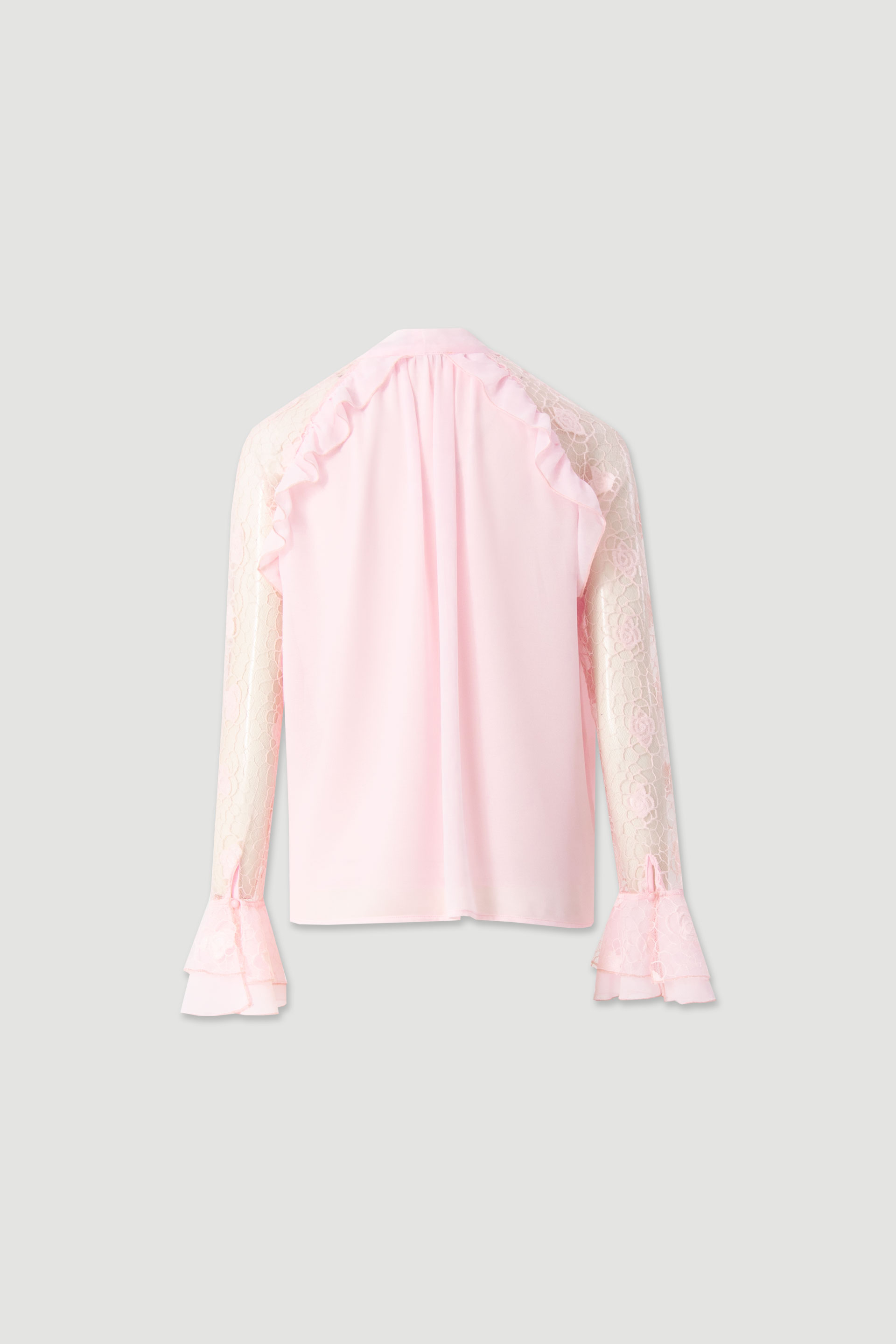 Blouse with bow and lace sleeves