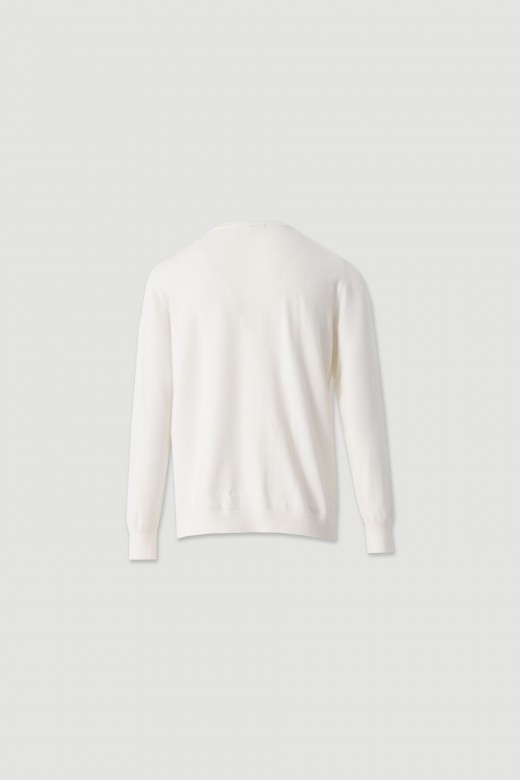 Knit sweater with metallic neckline detail Knit sweater with metallic neckline detail
