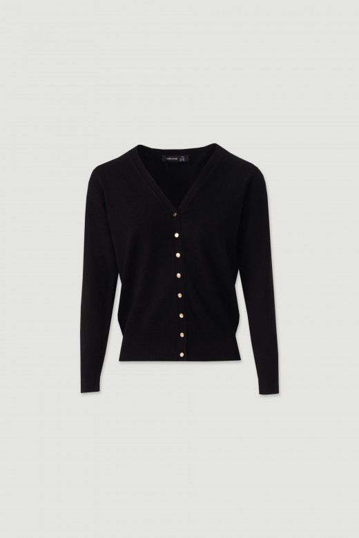 Basic knit cardigan with custom buttons