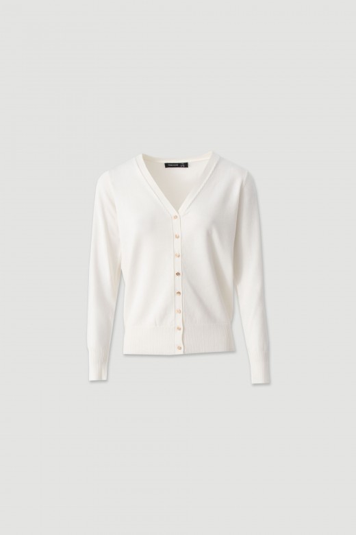 Basic knit cardigan with custom buttons