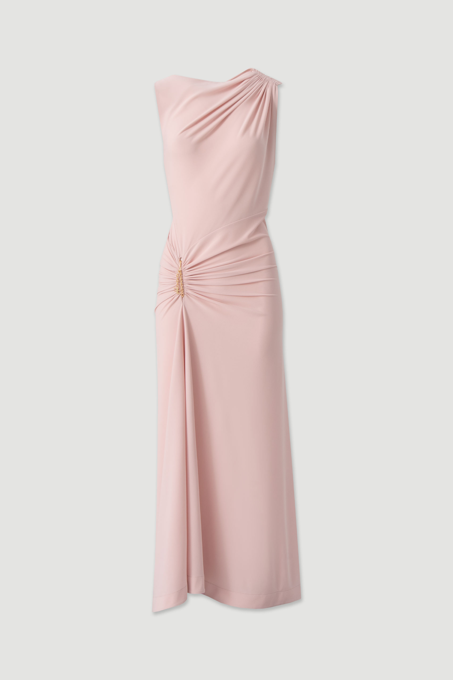 Robe longue asymétrique avec détail froncé