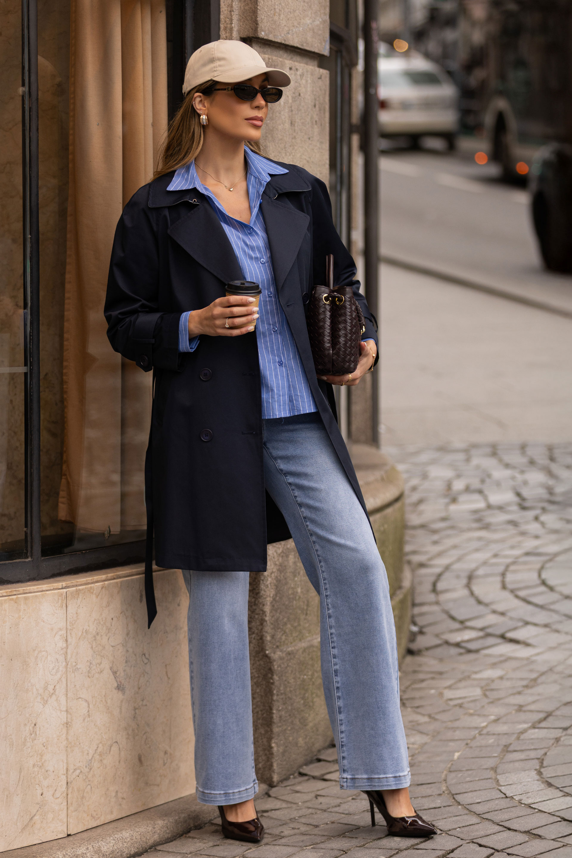 Cotton midi trench coat