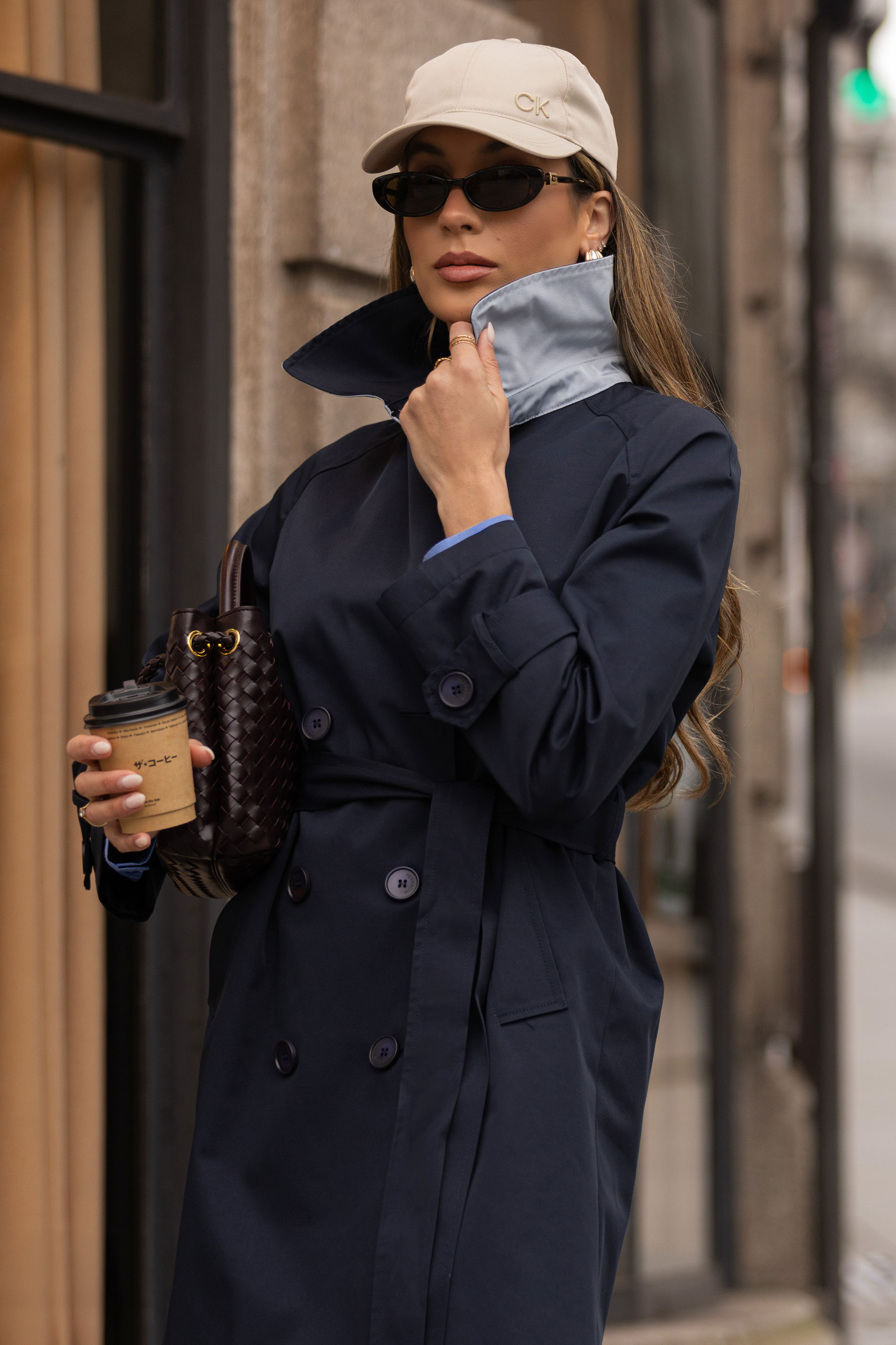 Cotton midi trench coat