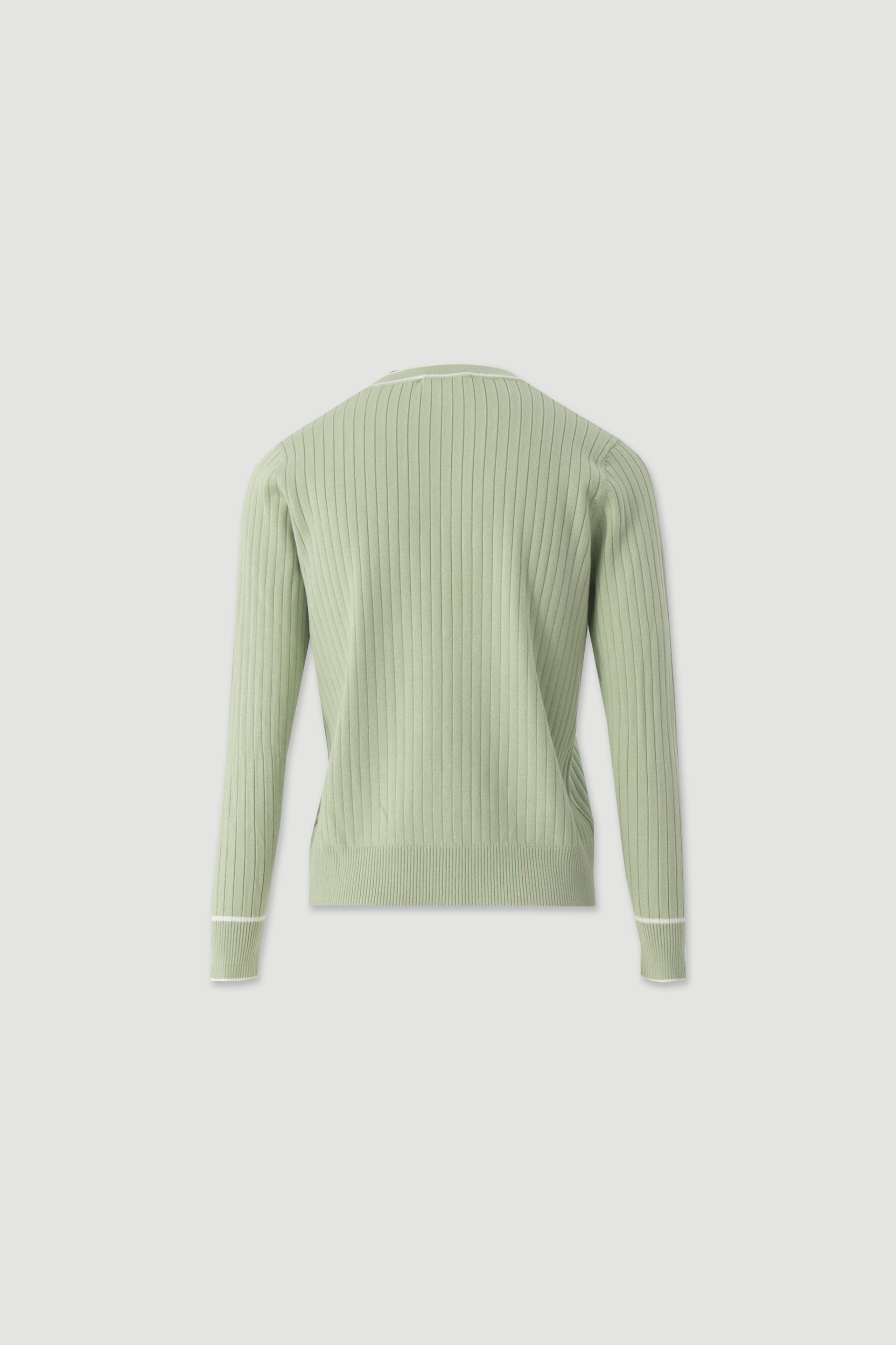 Ribbed knit cardigan with contrast trim