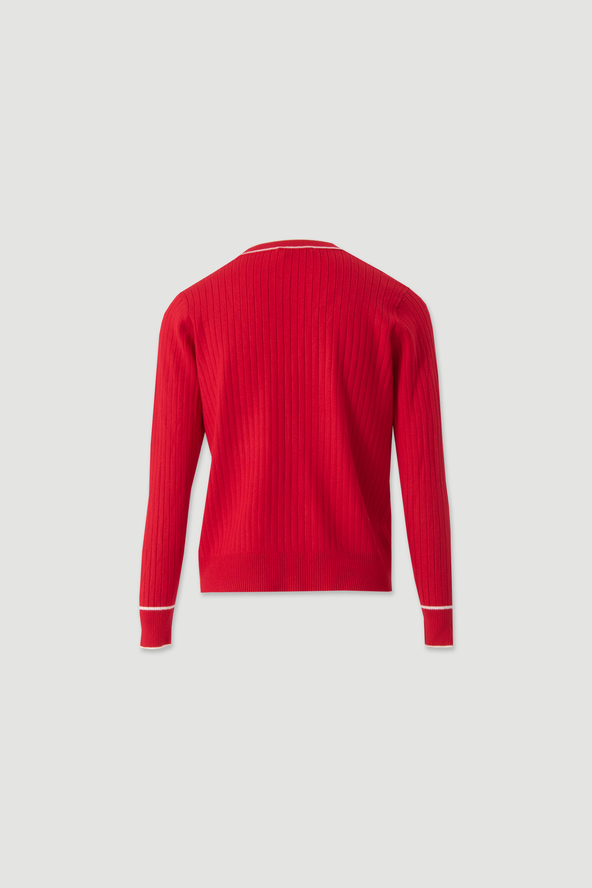 Ribbed knit cardigan with contrast trim