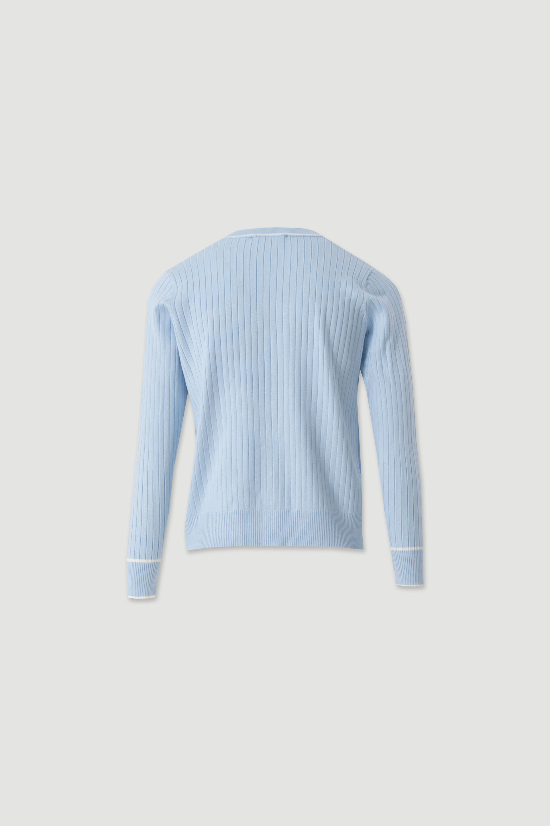 Ribbed knit cardigan with contrast trim