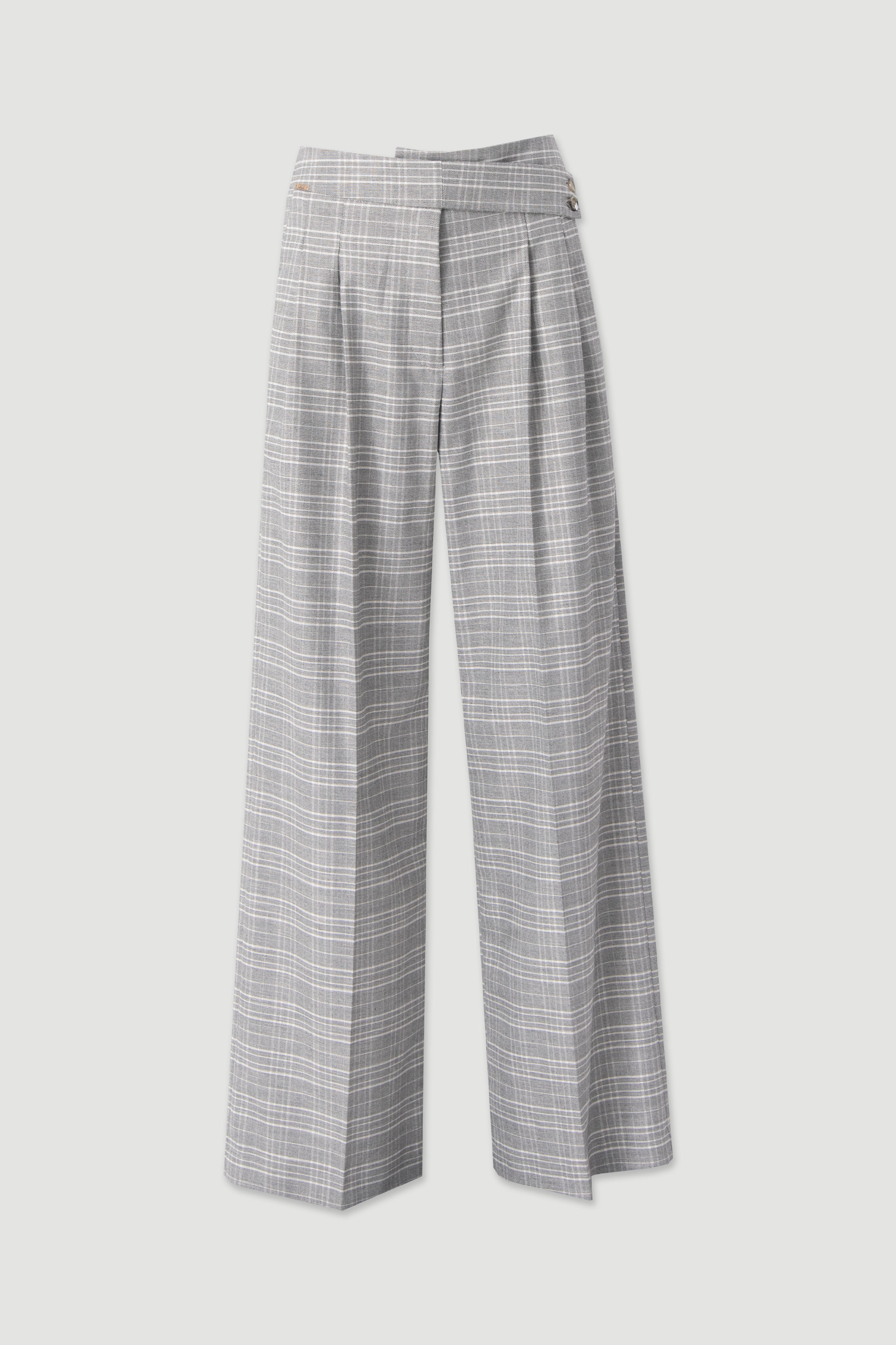 Wide-leg checked trousers