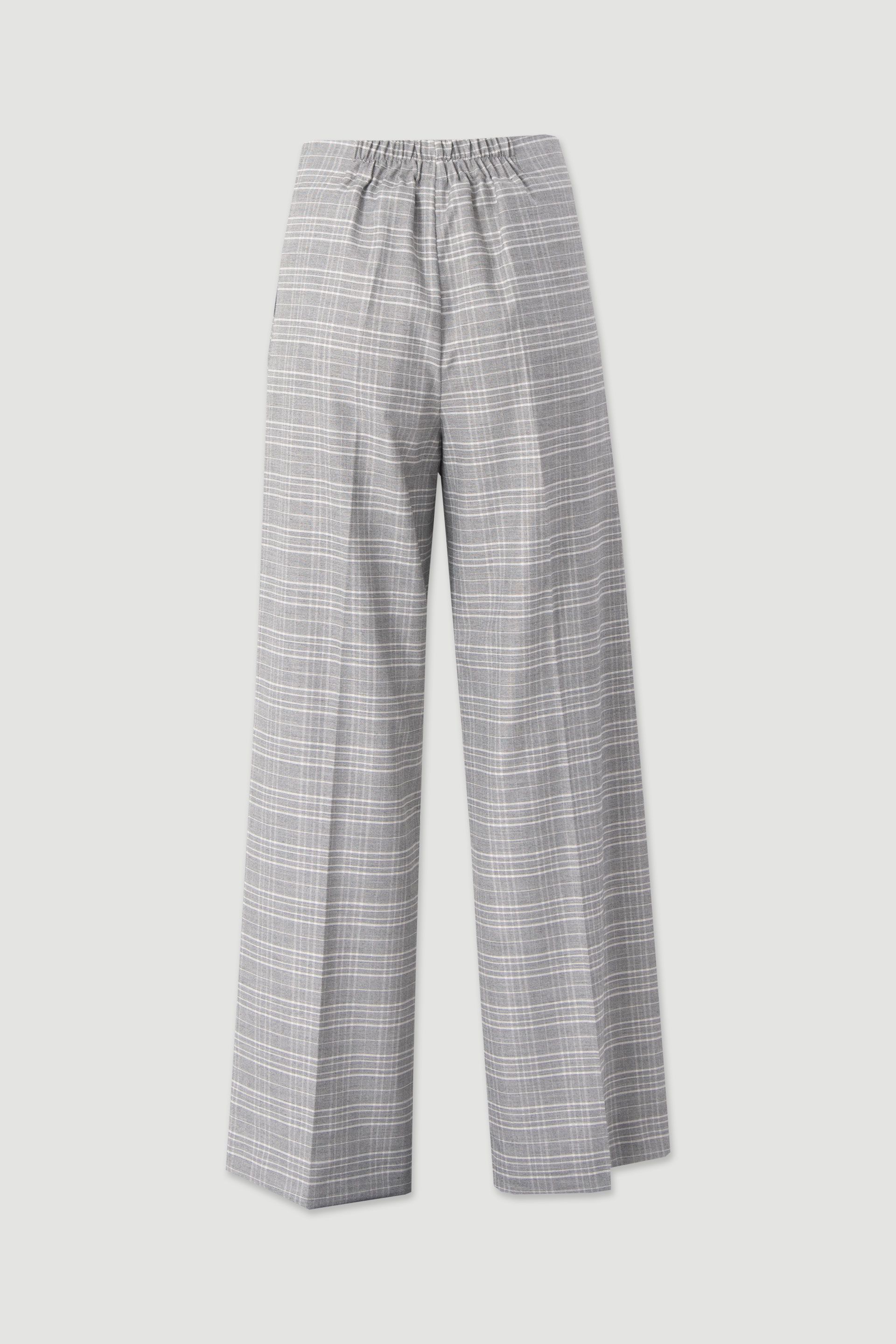 Wide-leg checked trousers