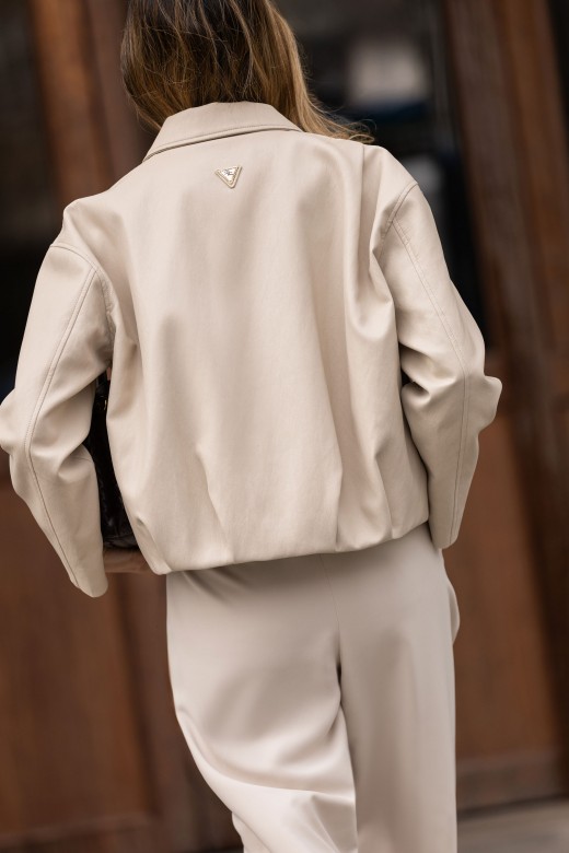 Faux leather jacket with back detail Faux leather jacket with back detail