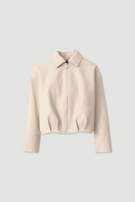 Faux leather jacket with back detail Faux leather jacket with back detail