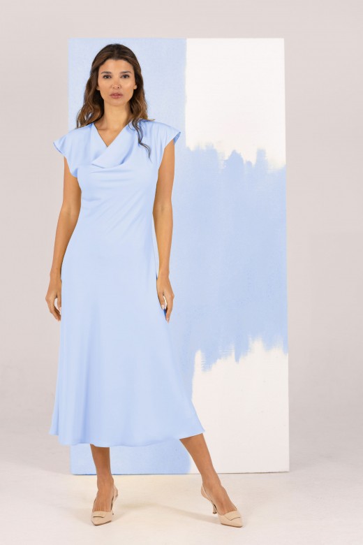 Midi dress with draped neckline Midi dress with draped neckline