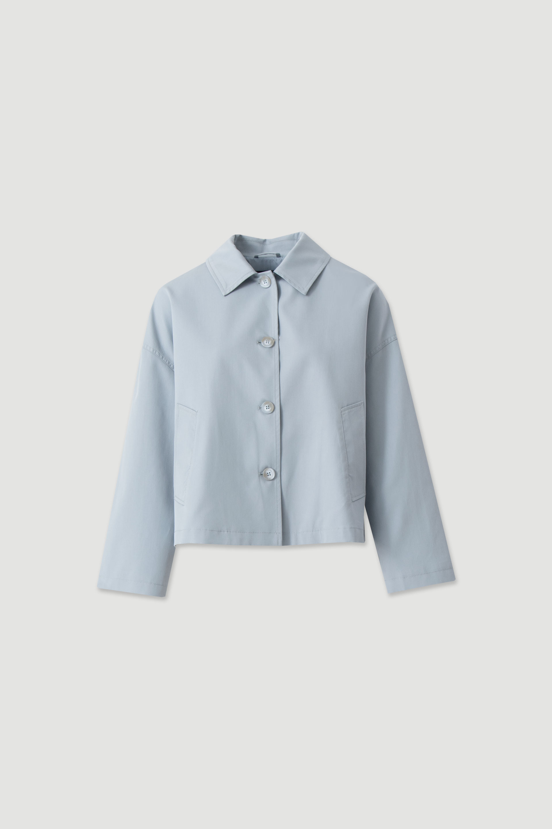 Short cotton trench jacket