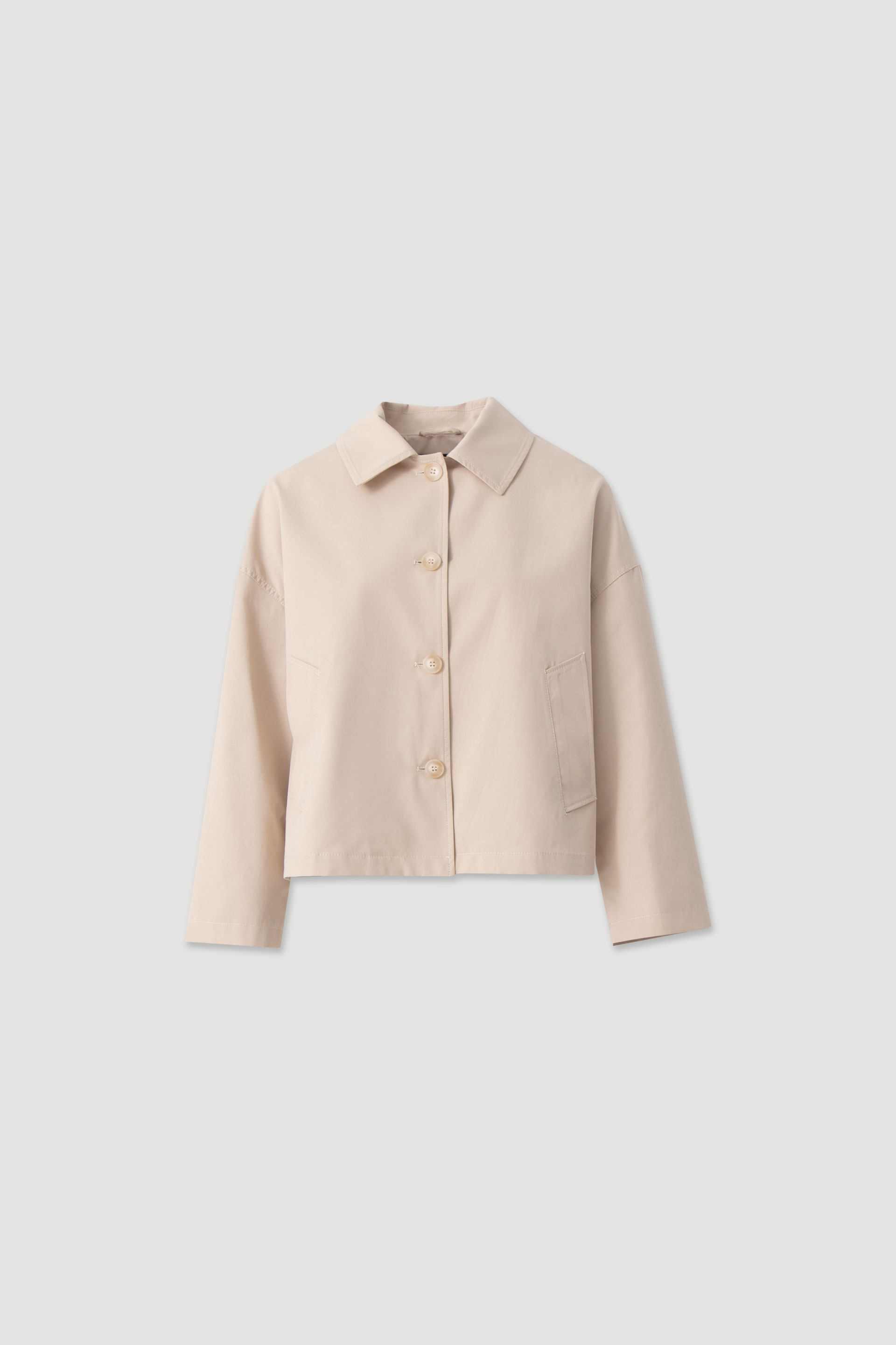 Short cotton trench jacket