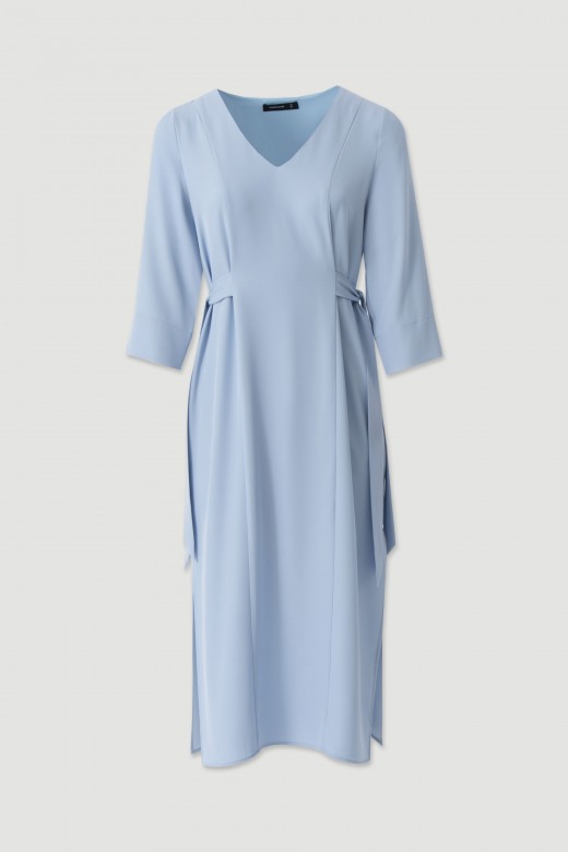 Flowing midi dress with side ties Flowing midi dress with side ties