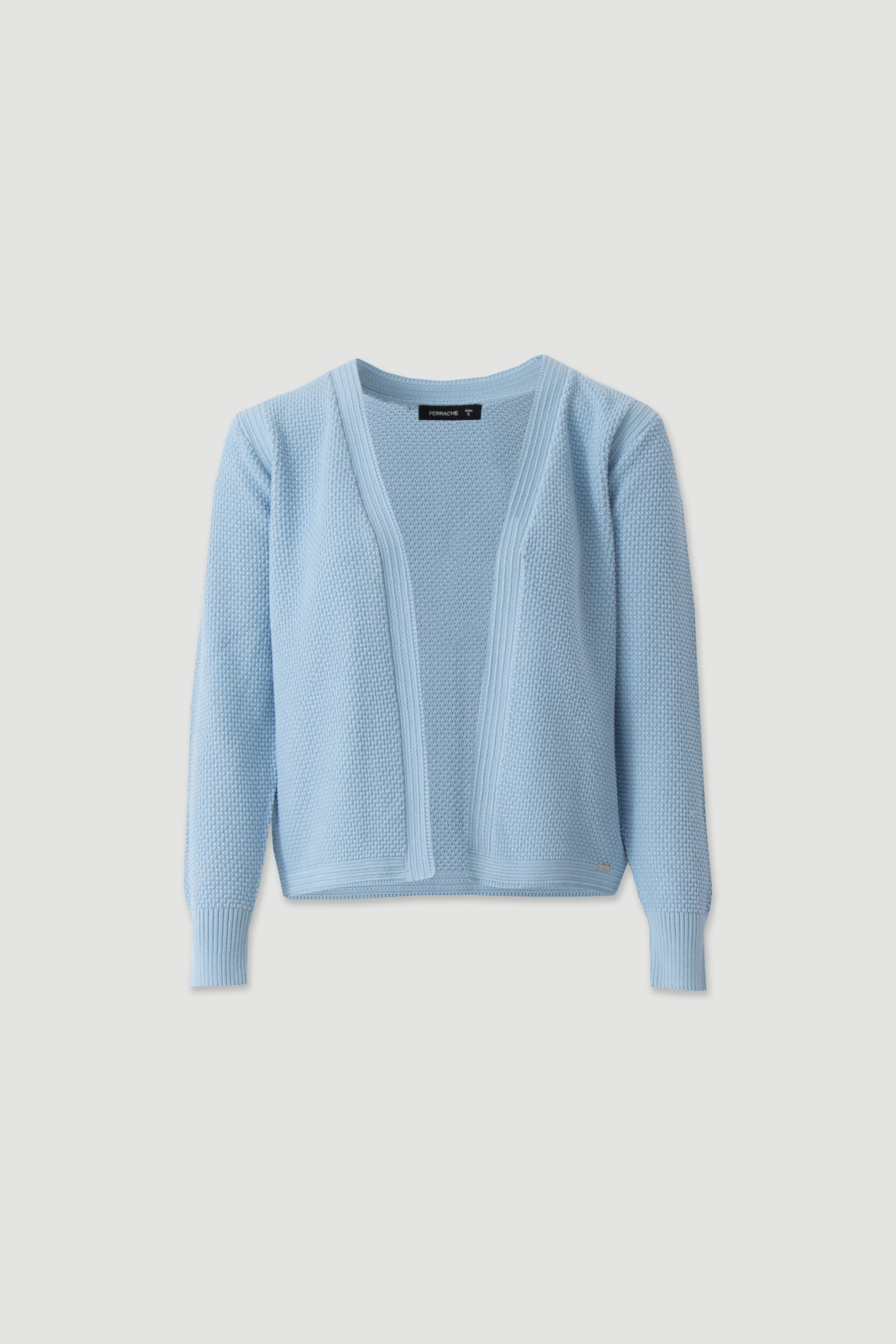 Short open cotton knit cardigan