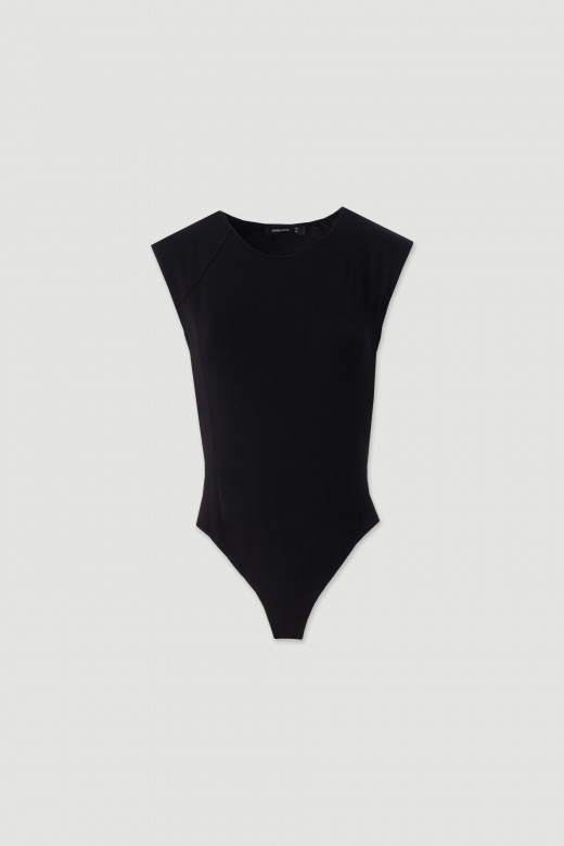 Sleeveless bodysuit with round neckline