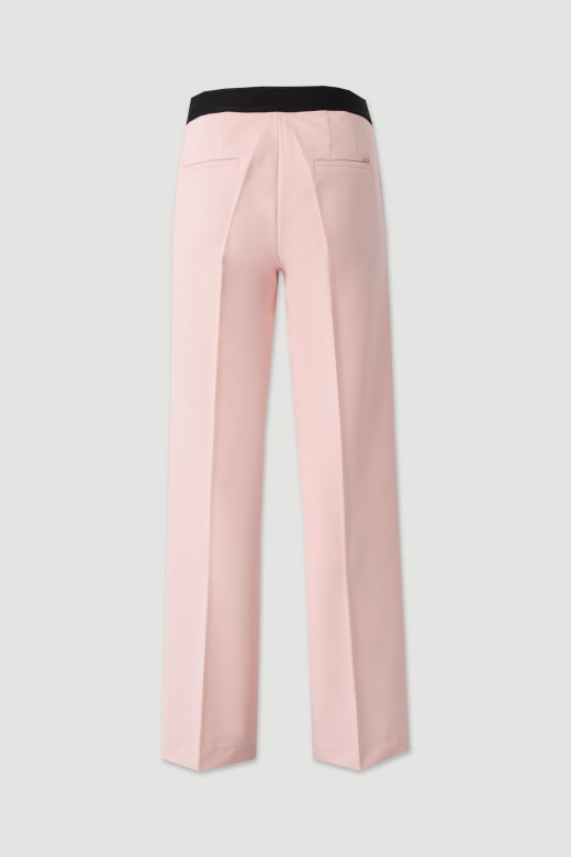 High-waisted straight trousers with customised elastic waistband High-waisted straight trousers with customised elastic waistband