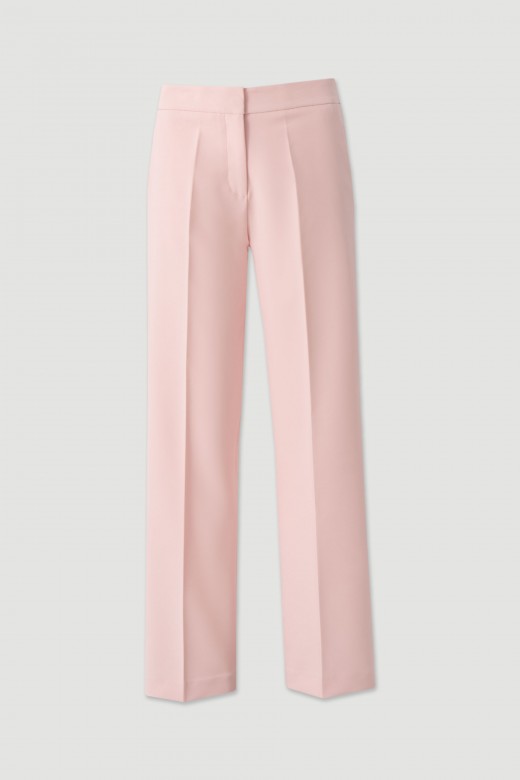 High-waisted straight trousers with customised elastic waistband High-waisted straight trousers with customised elastic waistband