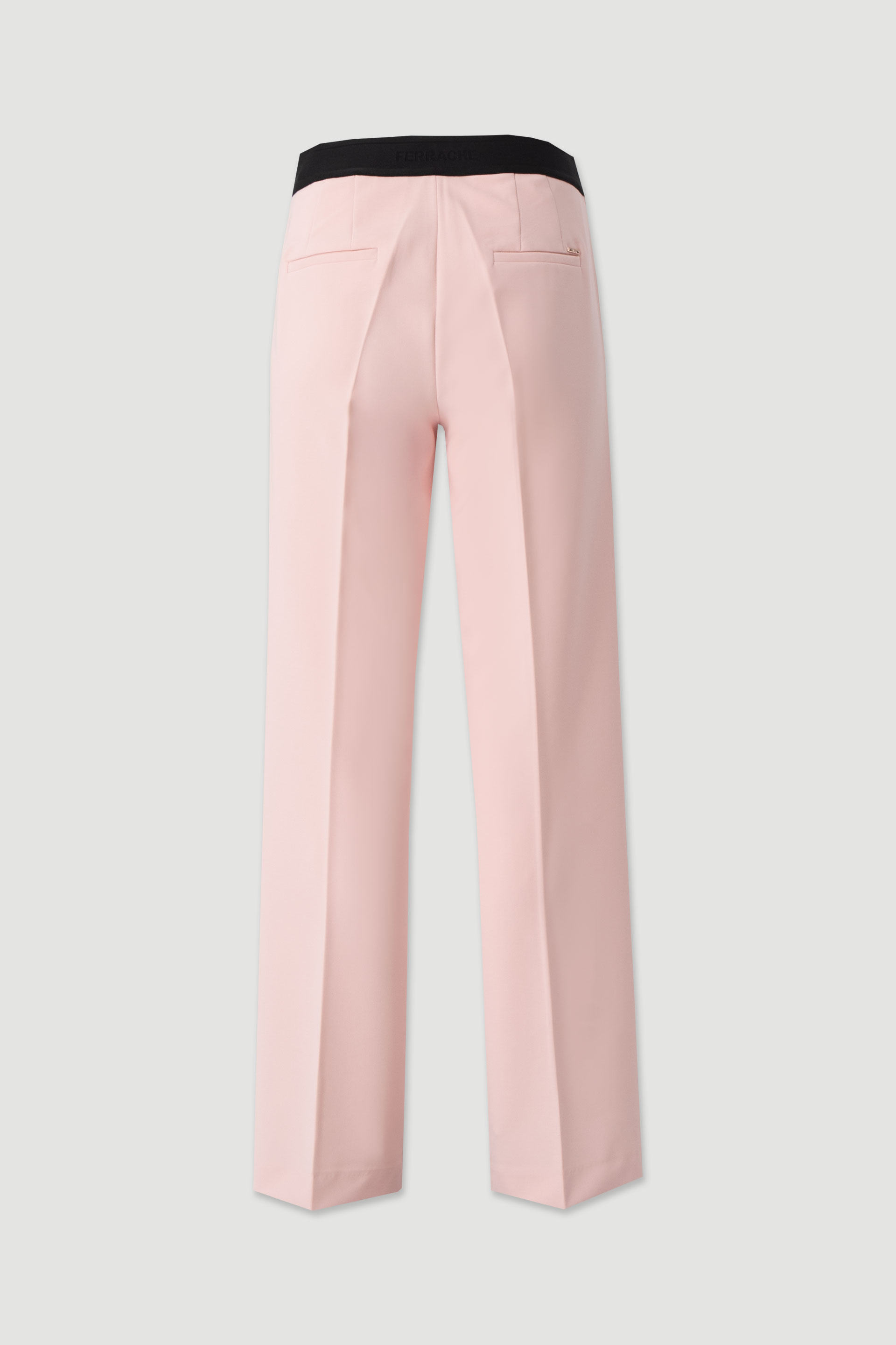 High-waisted straight trousers with customised elastic waistband