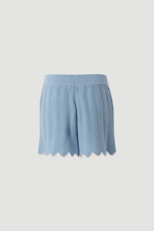Cotton knit shorts with scalloped hem Cotton knit shorts with scalloped hem