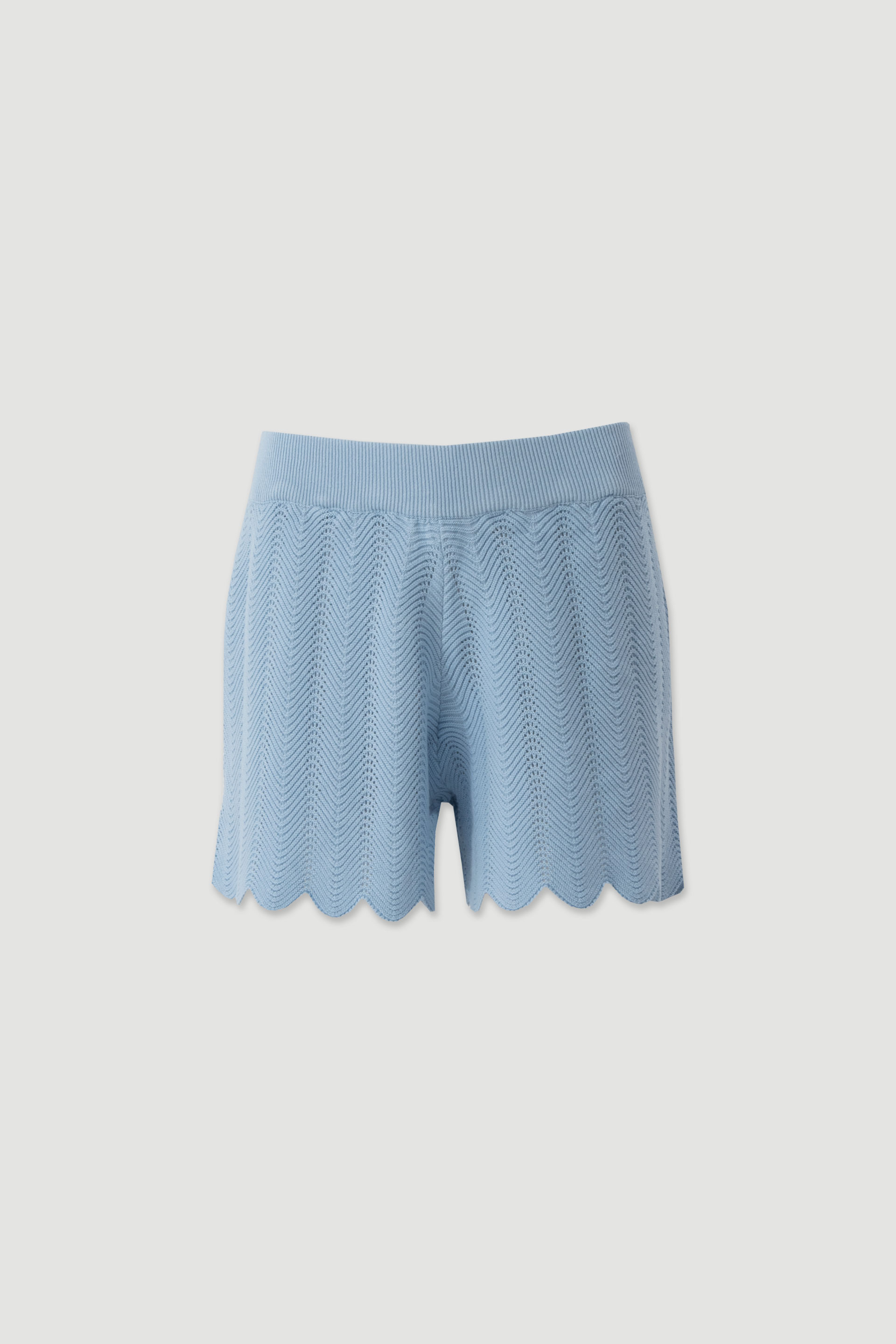 Cotton knit shorts with scalloped hem
