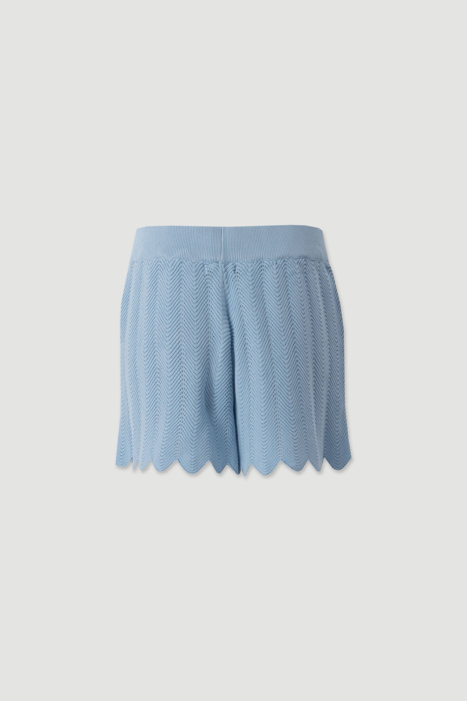 Cotton knit shorts with scalloped hem