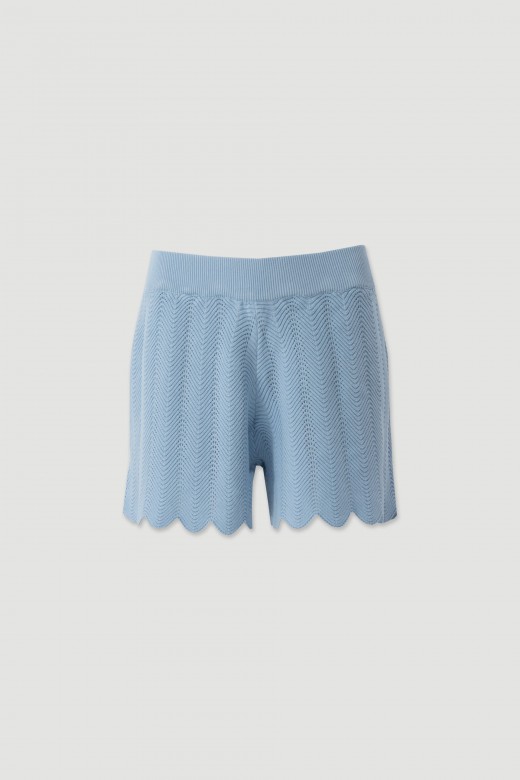 Cotton knit shorts with scalloped hem Cotton knit shorts with scalloped hem