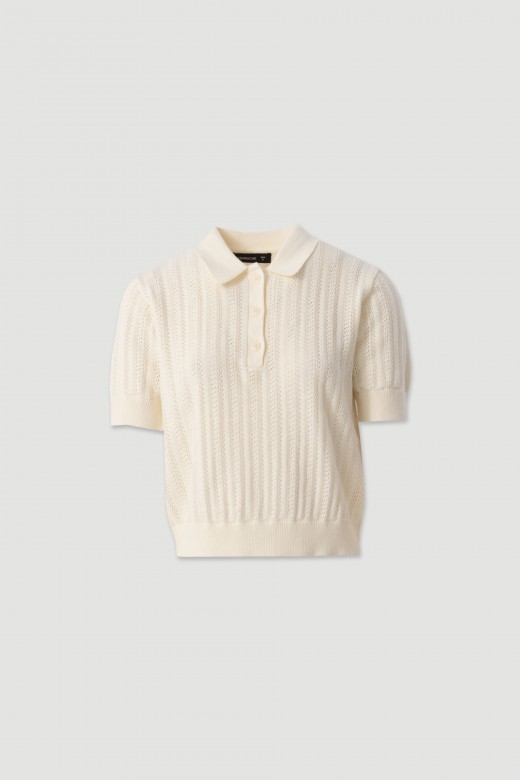 Textured cotton knit polo Textured cotton knit polo