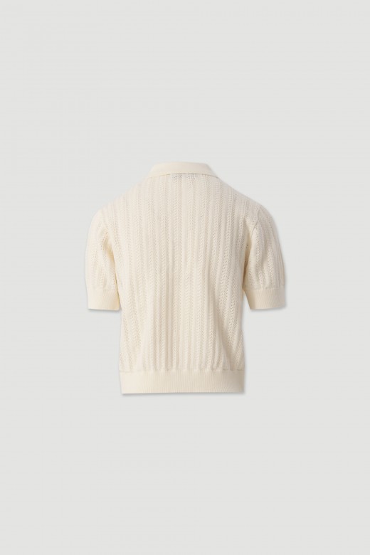 Textured cotton knit polo Textured cotton knit polo