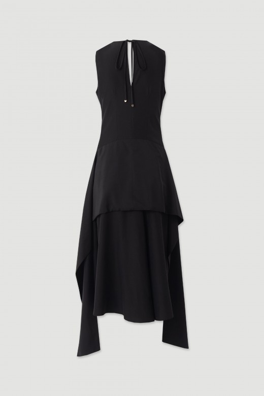 Asymmetrical midi dress with tie detail Asymmetrical midi dress with tie detail