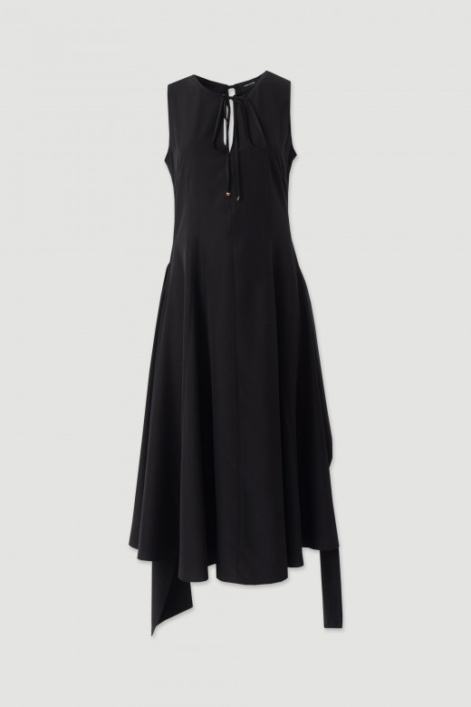 Asymmetrical midi dress with tie detail Asymmetrical midi dress with tie detail