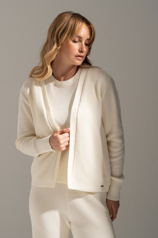 Short open cotton knit cardigan Short open cotton knit cardigan