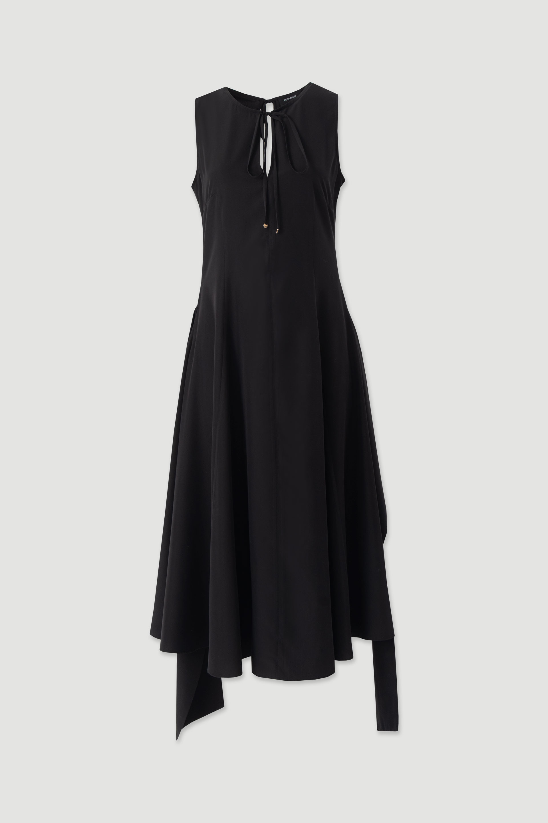 Asymmetrical midi dress with tie detail