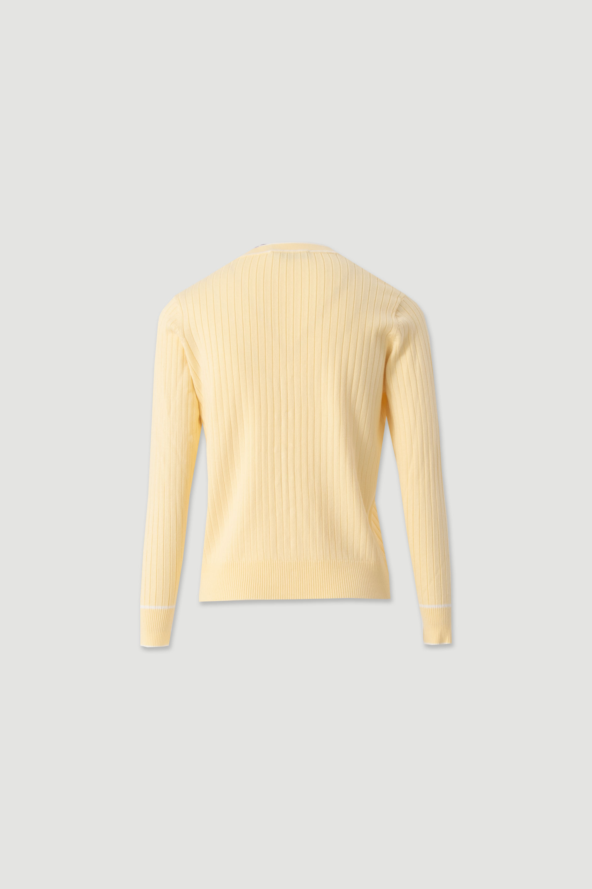 Ribbed knit cardigan with contrast trim