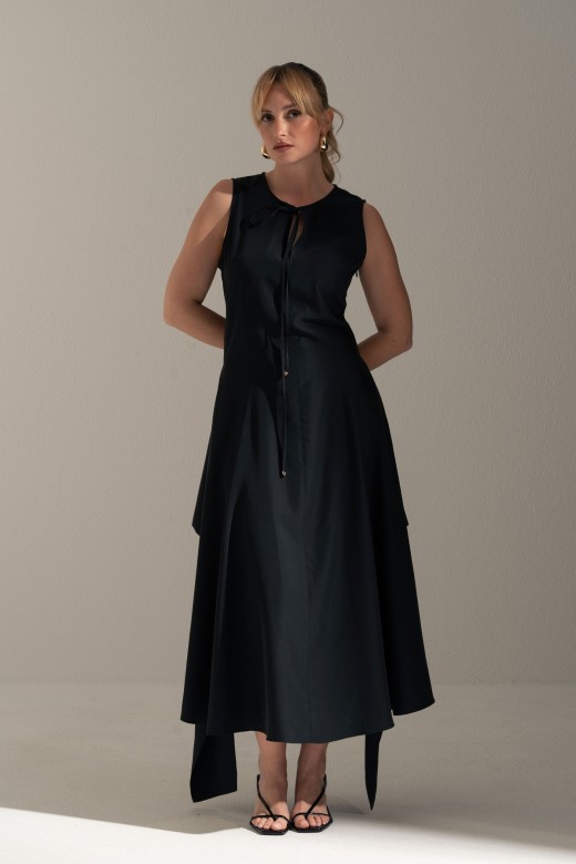 Asymmetrical midi dress with tie detail Asymmetrical midi dress with tie detail