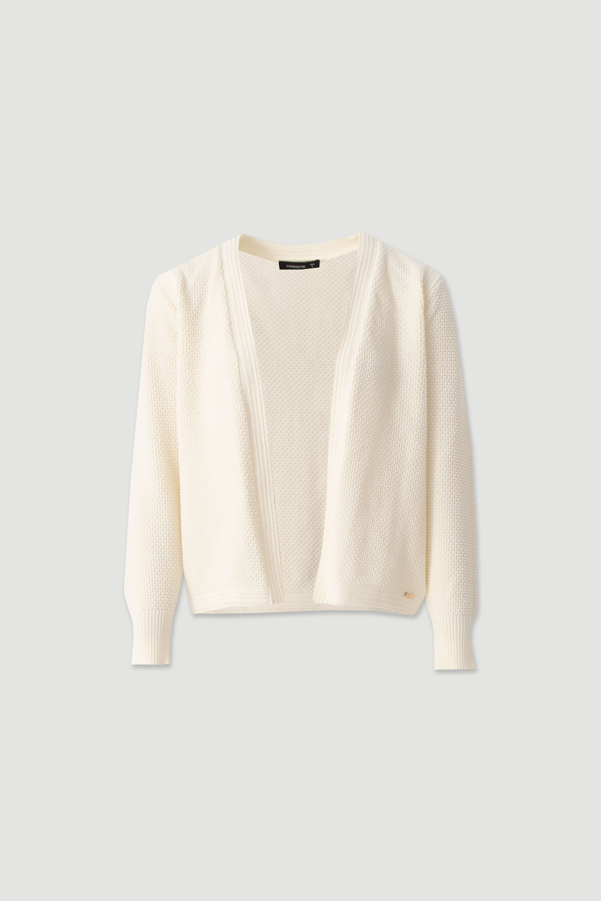 Short open cotton knit cardigan
