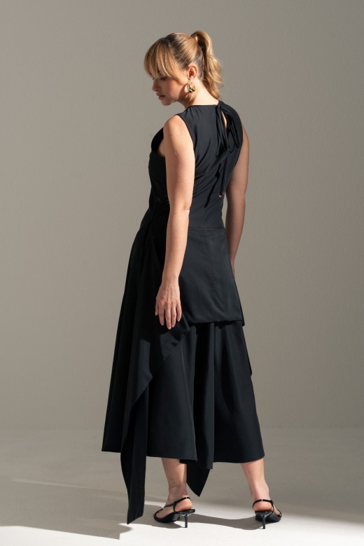 Asymmetrical midi dress with tie detail Asymmetrical midi dress with tie detail