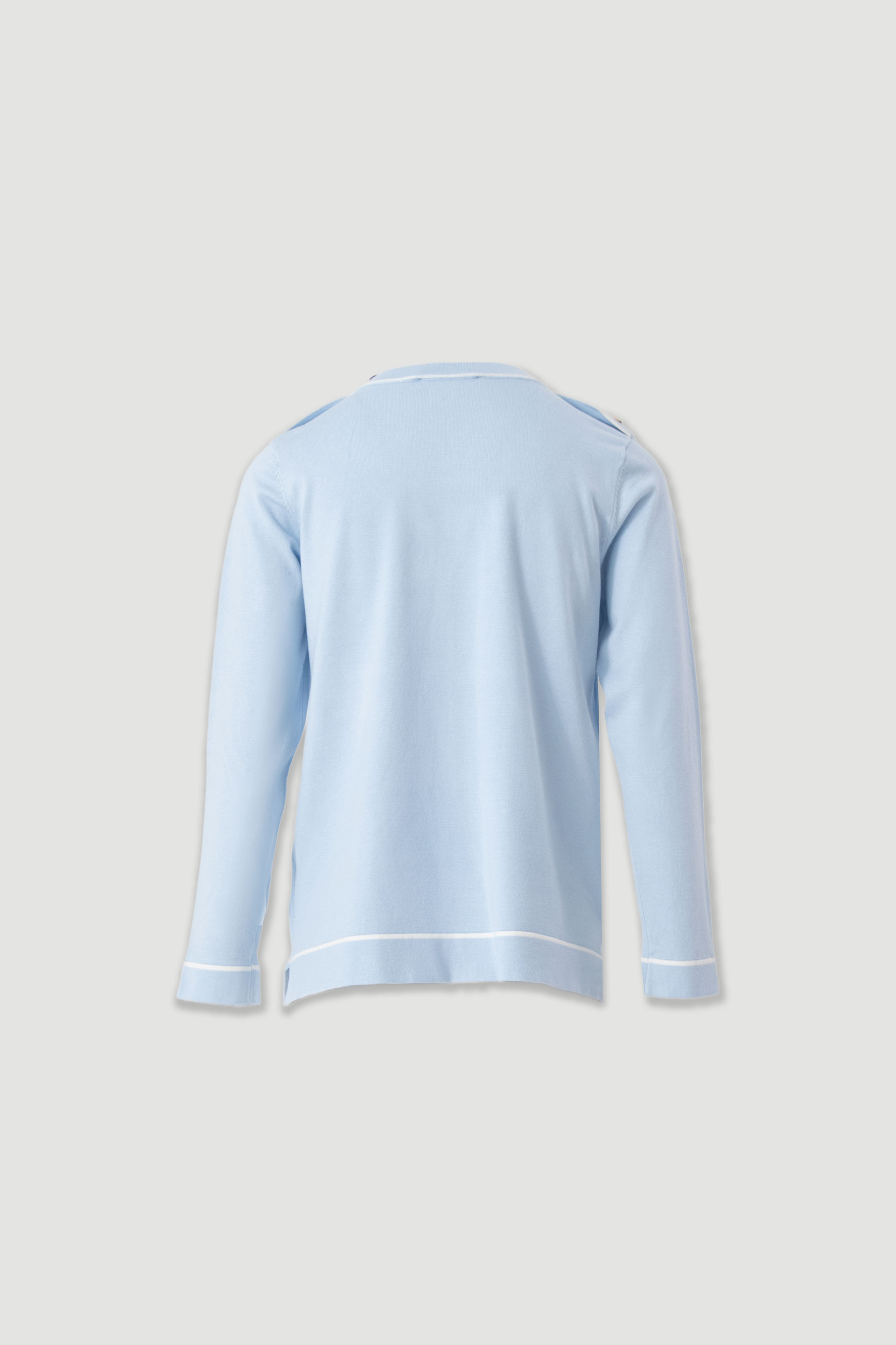 Knit sweater with shoulder buttons