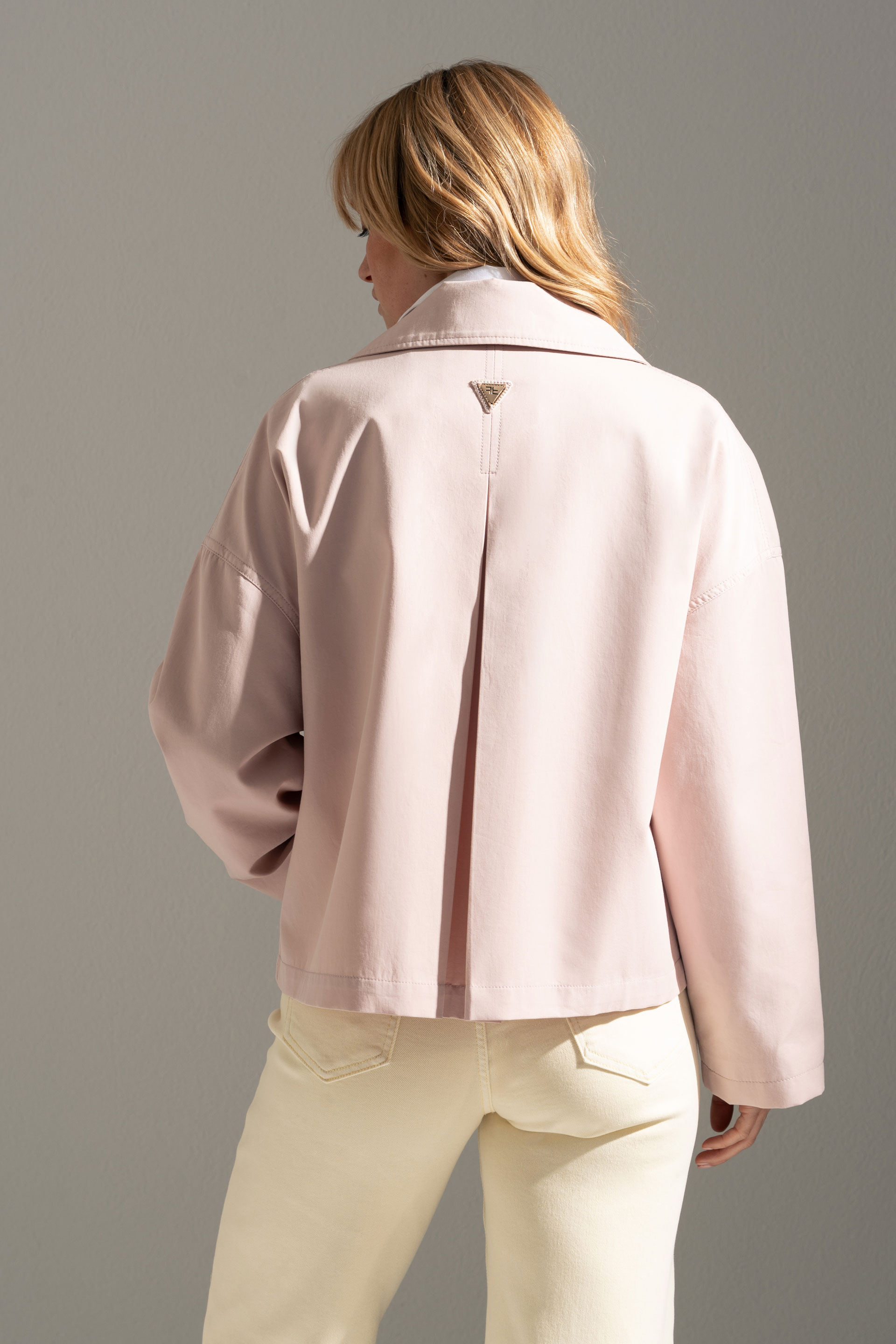 Short cotton trench jacket