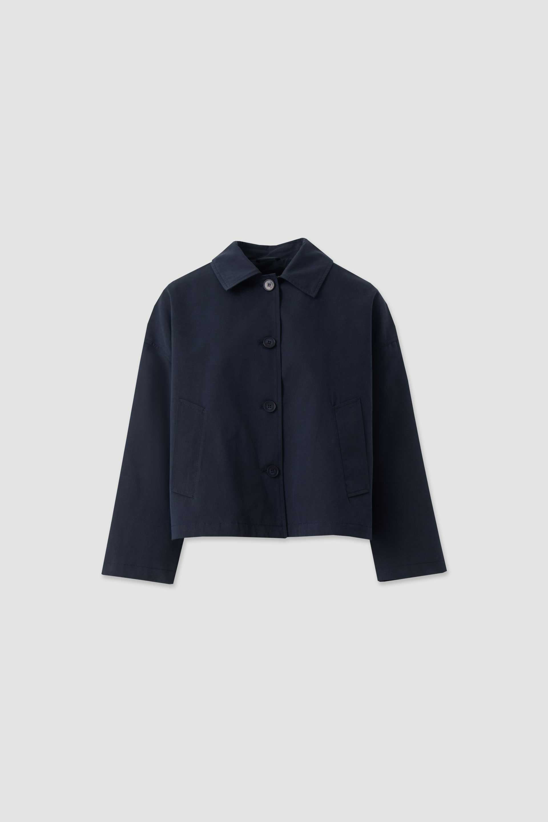 Short cotton trench jacket