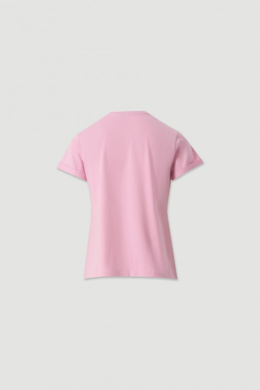 Camiseta de algodón con bordado floral Camiseta de algodón con bordado floral