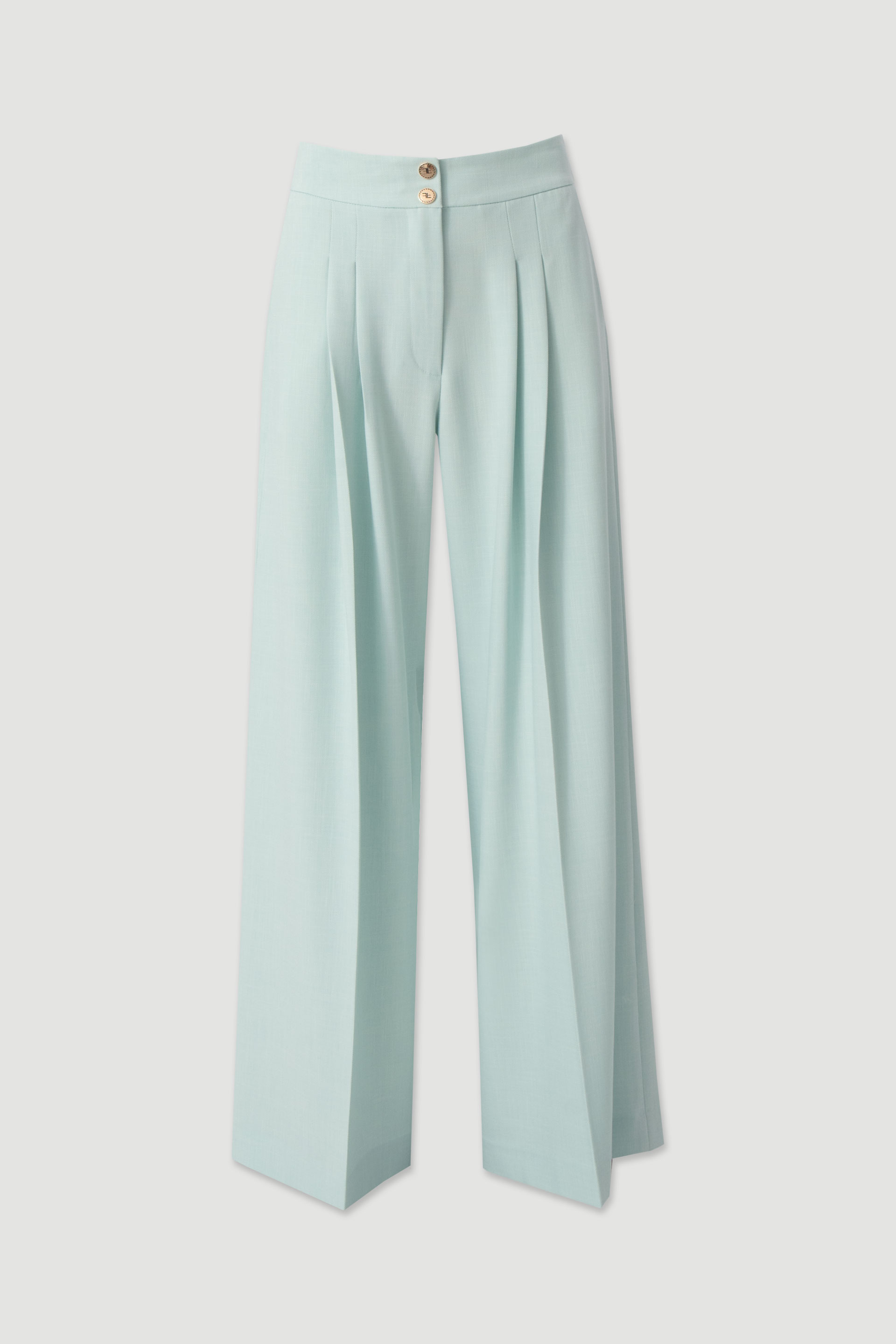 Wide-leg pleated trousers